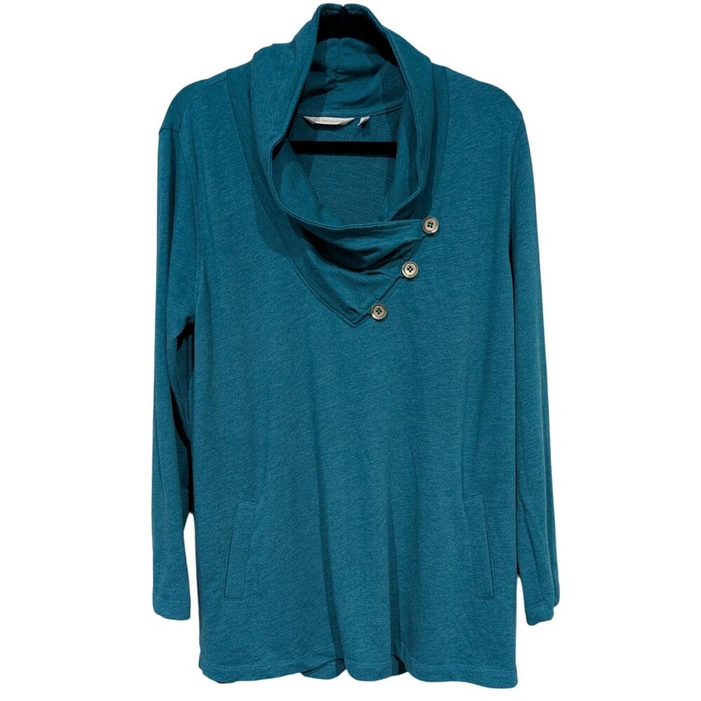 Soft Surroundings Westminster Tunic Sweatshirt Emerald Green sz Large